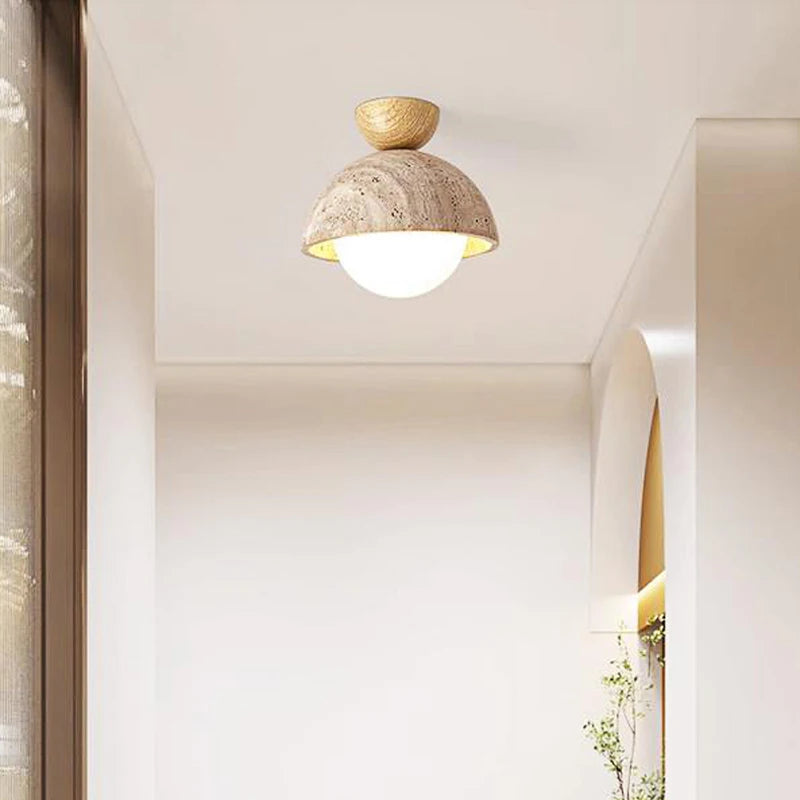 plafonnier scandinave travertin wabi sabi led marbre - vue 3 sur 8
