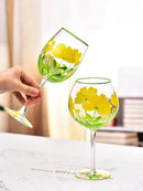 Verre à vin motifs floraux peints lot trois