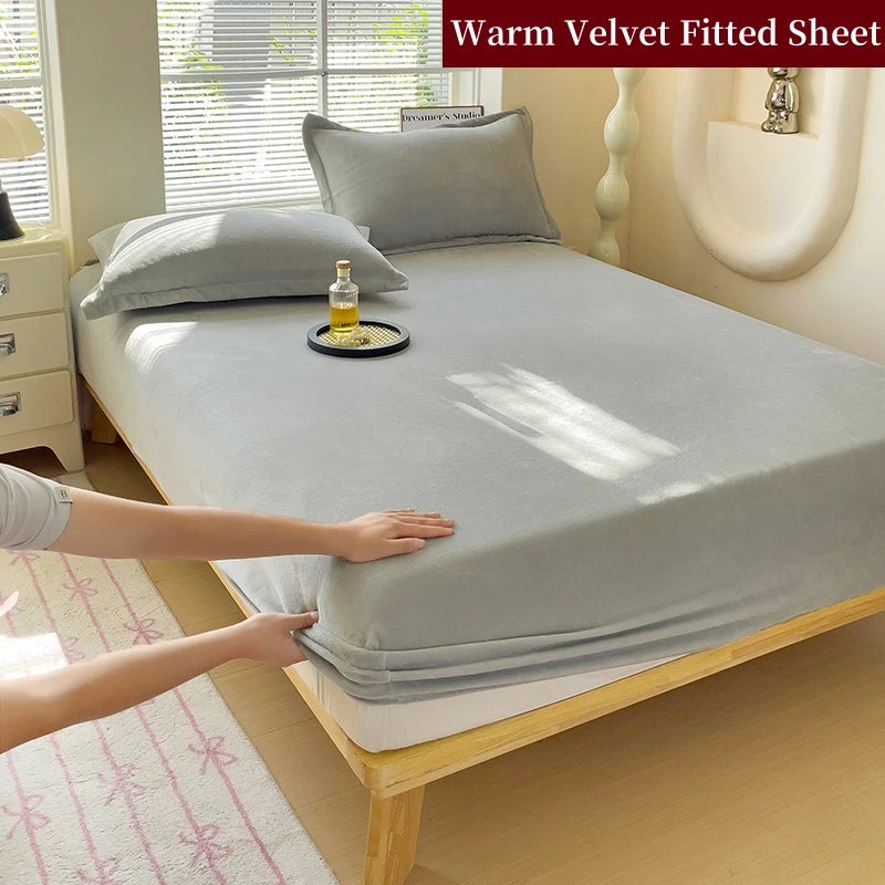 drap-housse en velours chaud avec bande élastique 360 degrés