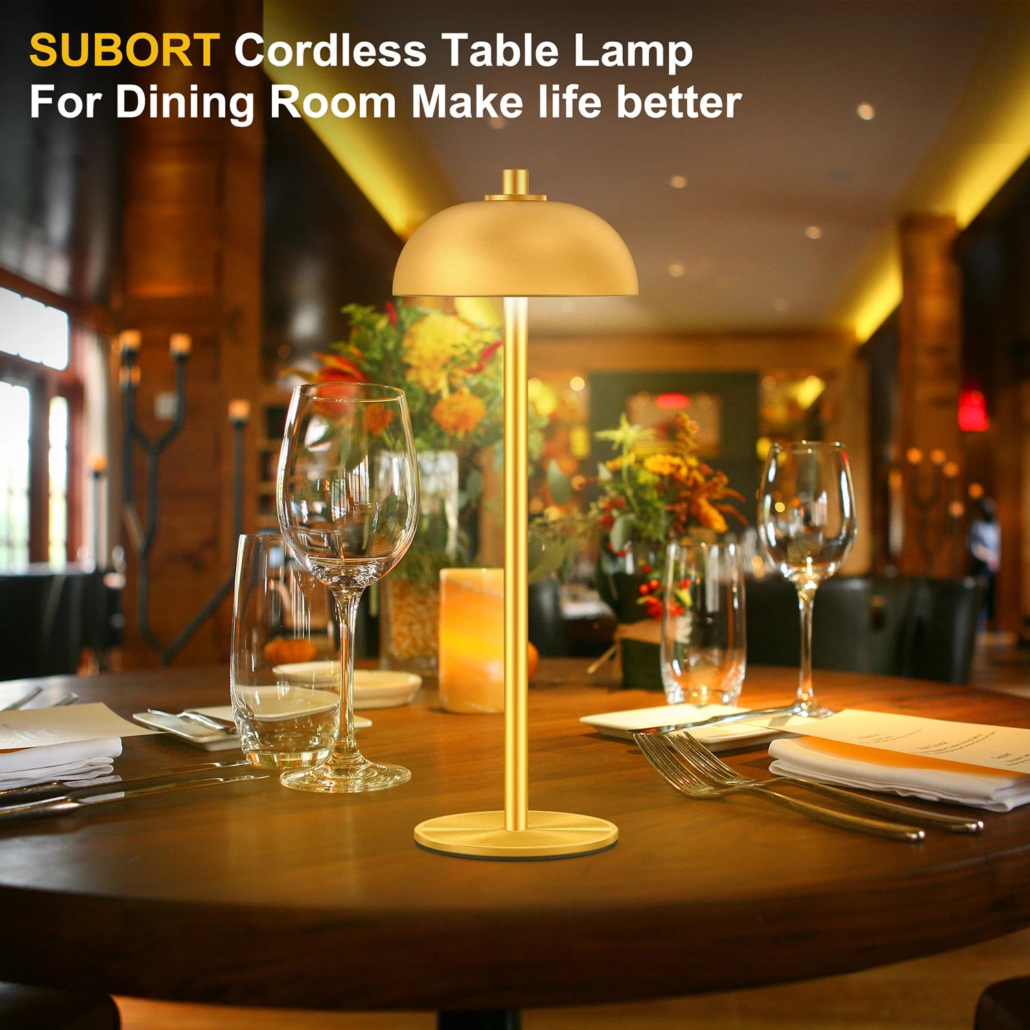 SUBORT Lampe de Table pour Chambre à Coucher Lampe Tactile sans Fil Rechargeable Camping Champignon Lampe créative Lumière d'ambiance USB-C Lampe de Bureau - vue 4 sur 8