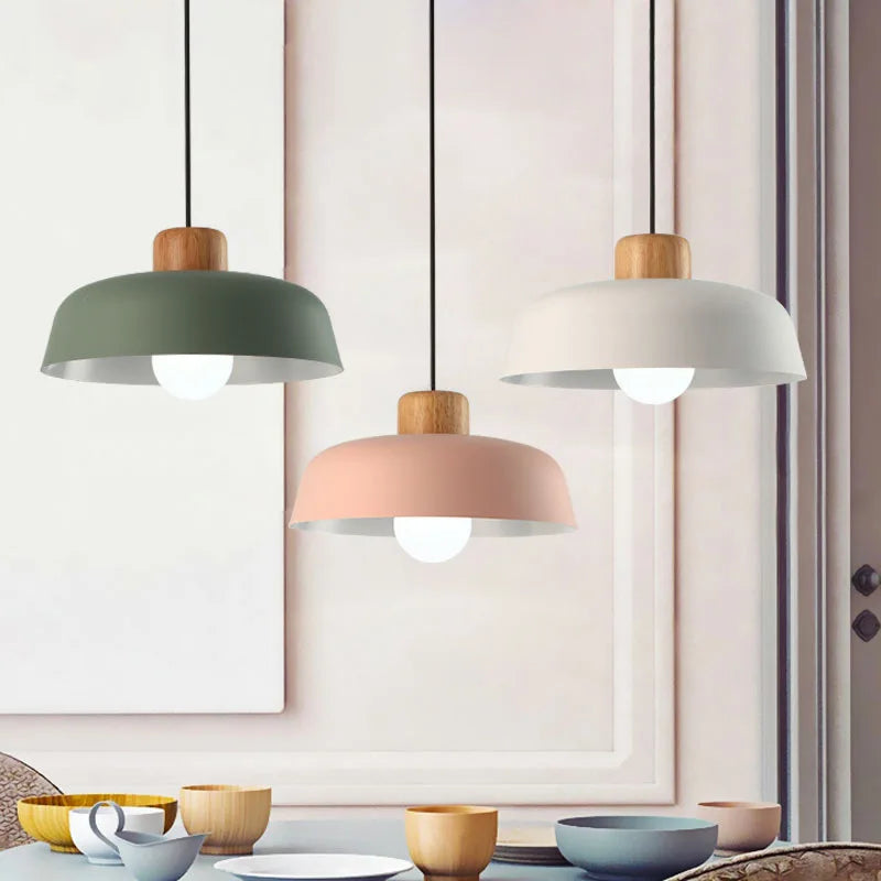 lampe suspendue style nordique macaron led en aluminium décoratif