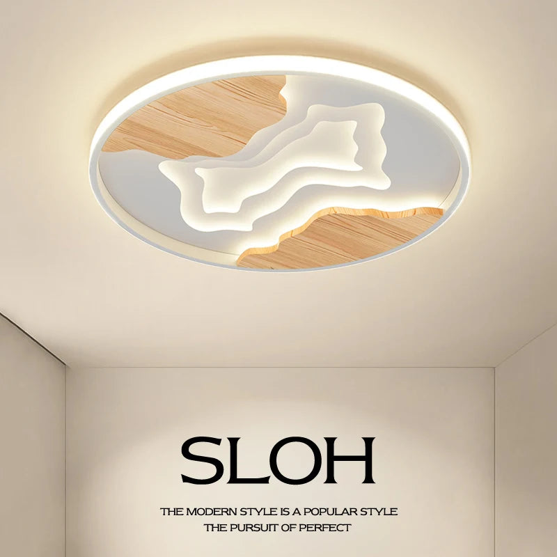 Lustre nordique led ultra-mince au grain moderne atmosphérique