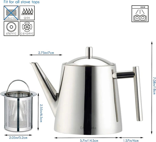 Theiere acier inox infuseur amovible 11l design moderne