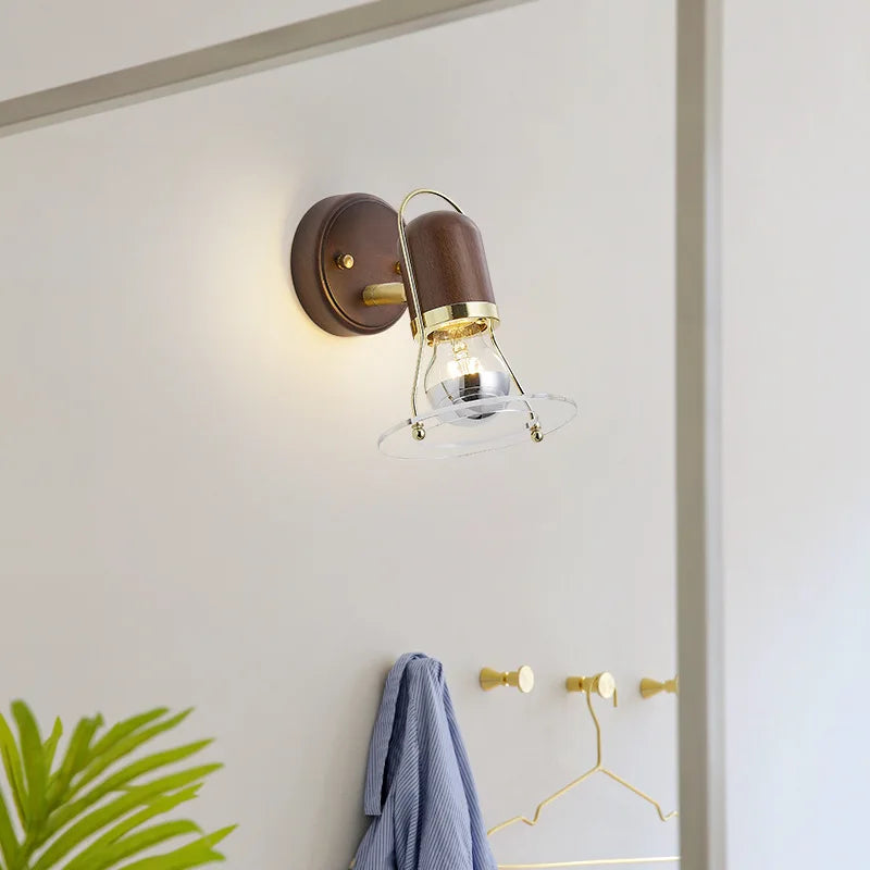 applique murale rétro en bois de noyer design élégant et fonctionnel - vue 7 sur 8