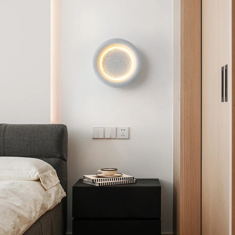 applique murale créative pleine lune étoilée en gypse avec led - vue 4 sur 6
