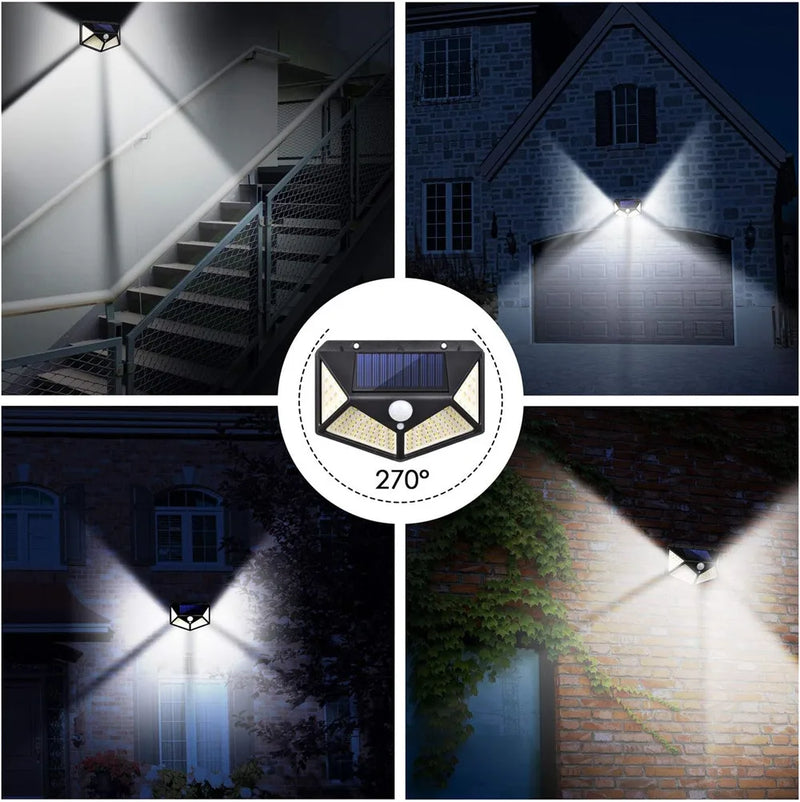 applique solaire extérieure étanche avec capteur de mouvement 100 led