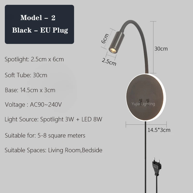applique murale led réglable avec ports usb design moderne - vue 20 sur 22