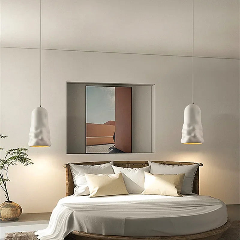 Nordic Wabi Sabi Dining Room Pendant Lights French Creamy Wind Loft Bedroom Cafe Chandelier Lamp Bar Table LED Home Decor Lamps - vue 4 sur 10