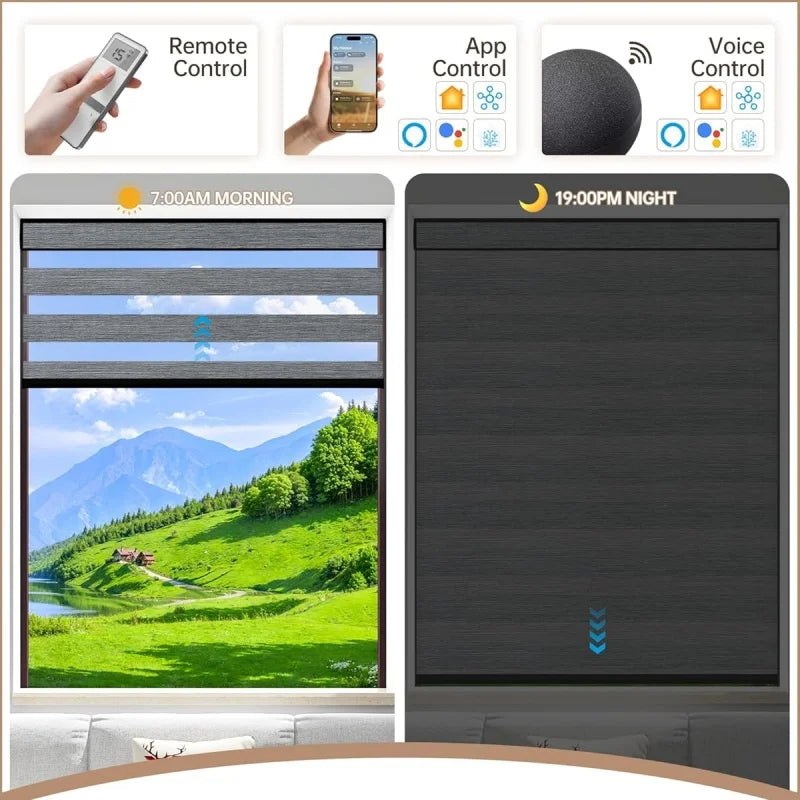 Store enrouleur occultant double couche wifi telecommande salon
