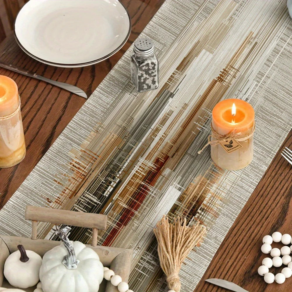 Chemin de table motifs rayures abstraites style minimaliste - vue 5 sur 6