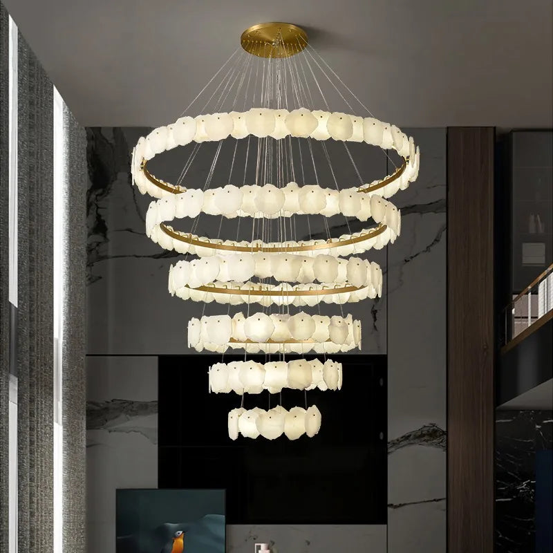lustre en marbre naturel espagnol de grand luxe pour hôtel - vue 5 sur 15