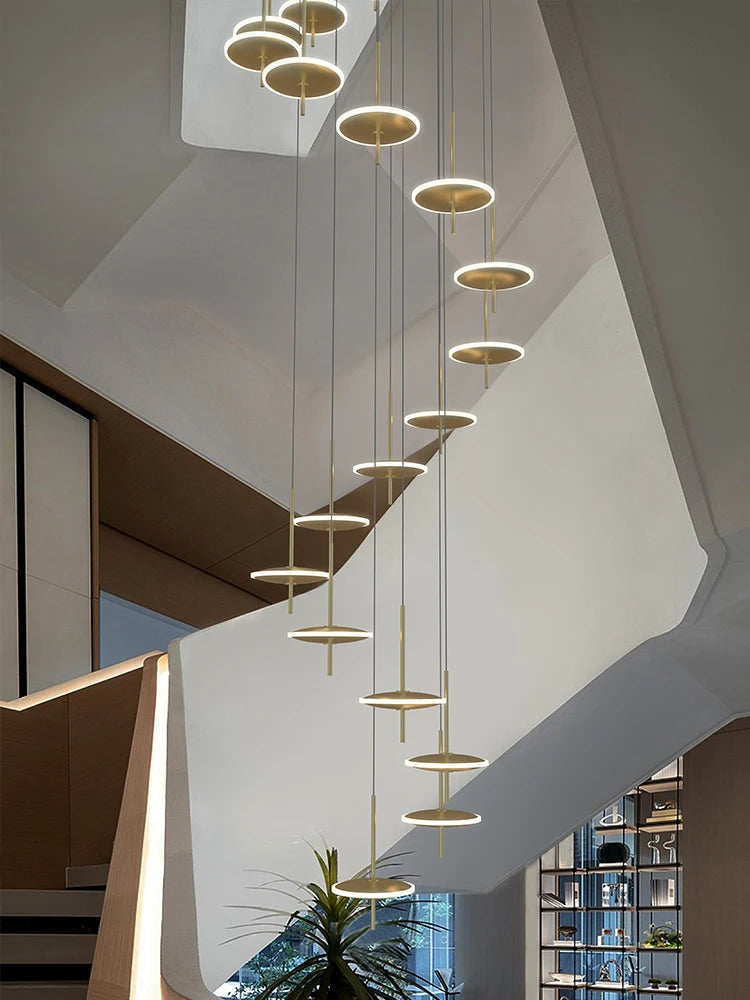 lustre nordique suspendu créatif en acrylique doré à led