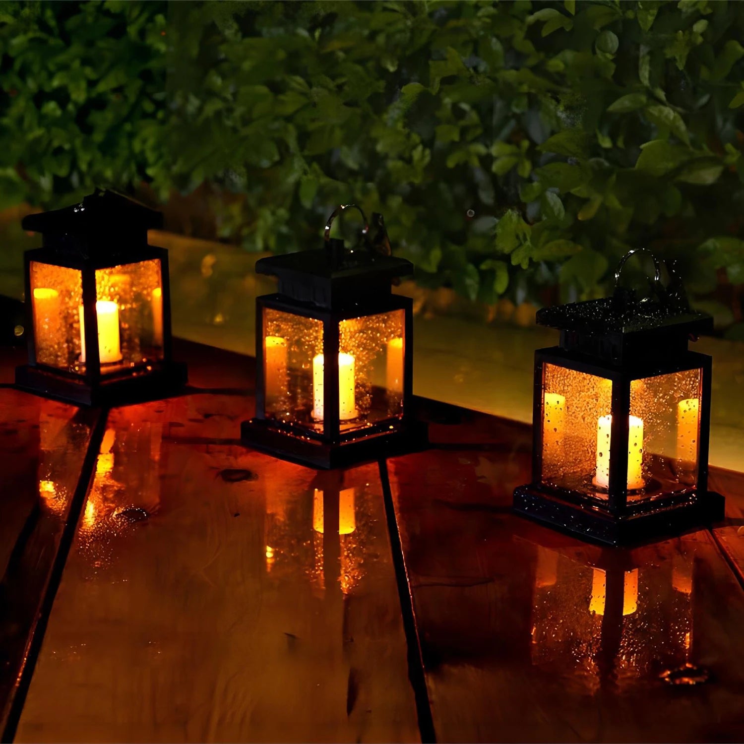 Lampe solaire bougie lanterne jardin étanche noël - vue 5 sur 7