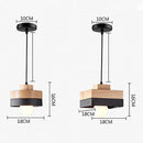 Nordique LED suspension en bois fer 18CM carré salon luminaire suspendu pour chambre salle à manger étude décor à la maison Luminaires