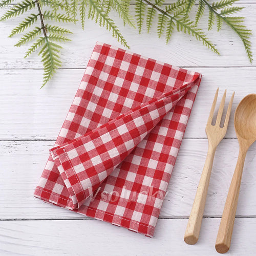 Serviette de table coton vichy style champêtre 42x42