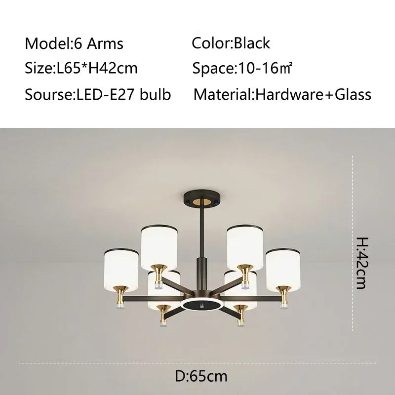 suspension moderne en verre doré et noir pour intérieur élégant - vue 16 sur 17