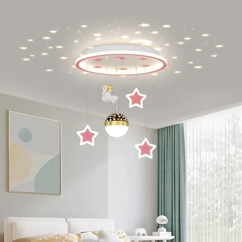 LED moderne créatif étoile suspension lumières enfants chambre lustre chambre salle d'étude maison dessin animé chambre d'enfants luminaires - vue 6 sur 21