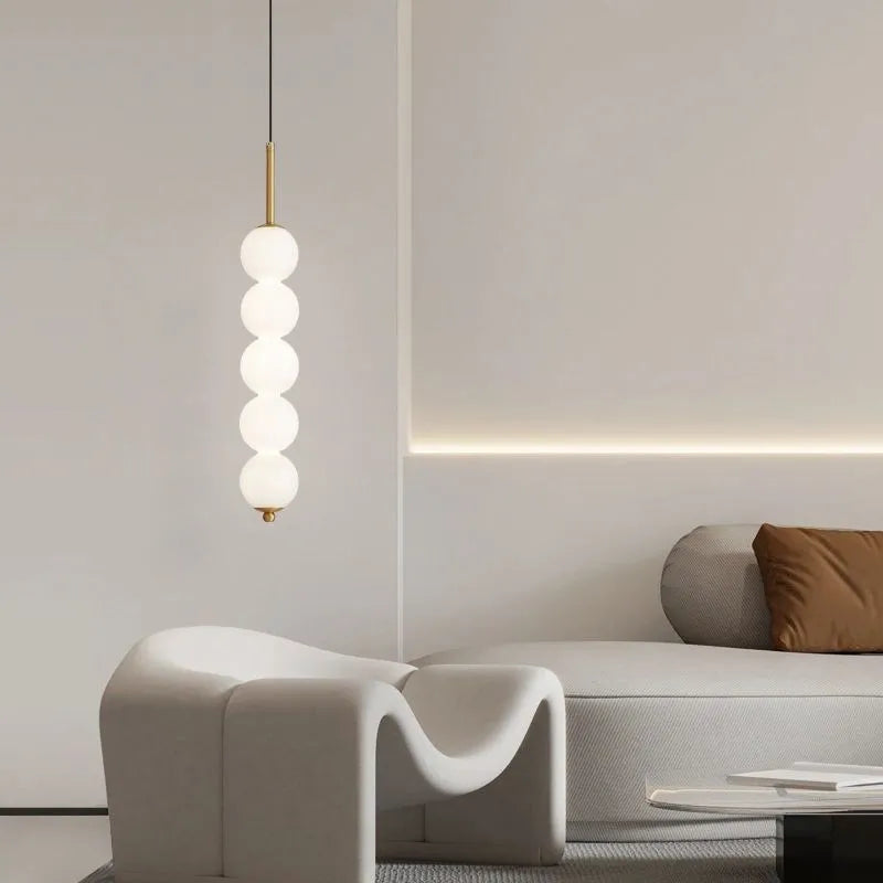 Suspension en verre nordique LED cuivre vent gourde 3-8 tête chevet suspendu décor lampe pour étude chambre salon éclairage - vue 5 sur 14