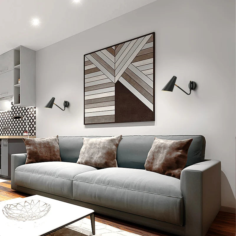 Applique murale rétro réglable interrupteur noir or led e27 - vue 3 sur 10