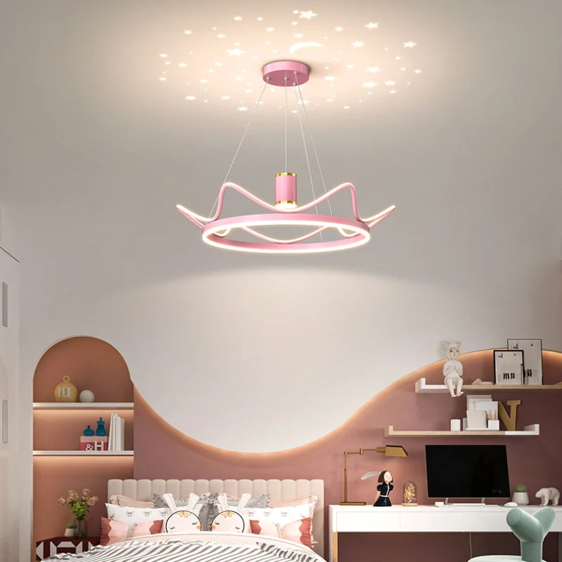lustre moderne avec projection ciel étoilé pour chambre enfant - vue 6 sur 14