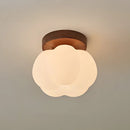 Walnut Wood Roll Molded Pumpkin, Wabi Sabi Modern, Flush Ceiling light fixture for Entrance Hall, Corridor, Balcony, Entrance