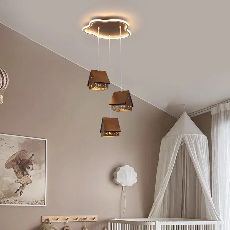 suspension moderne en bois pour décoration créative chambre enfant