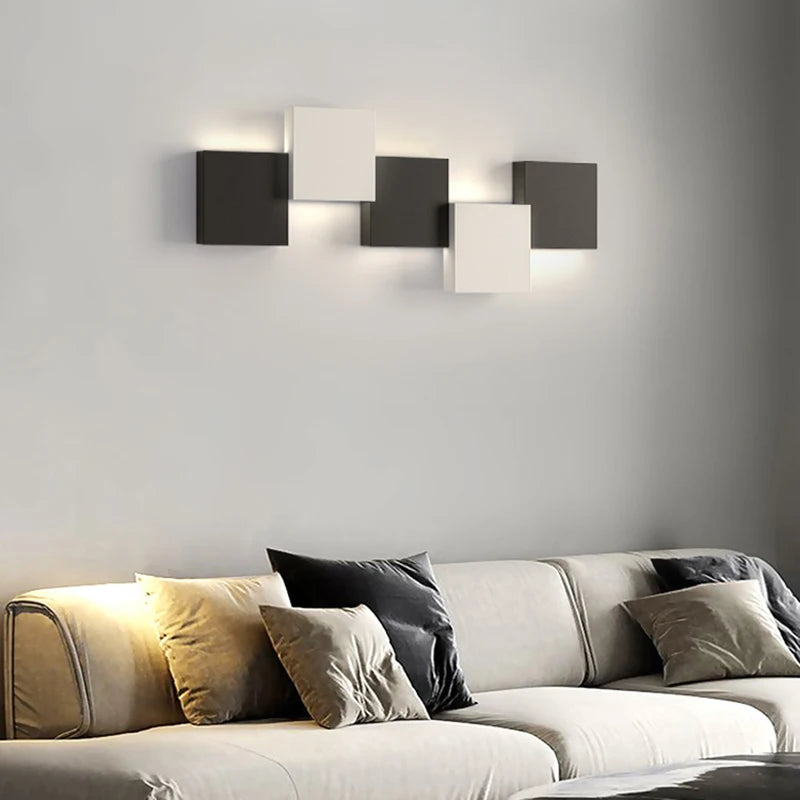 Applique murale design carrés noir et blanc minimaliste - vue 4 sur 9