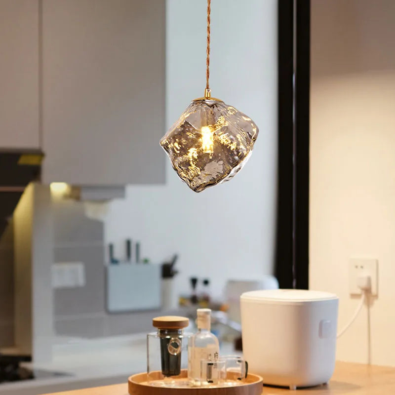 lustre en verre forme bloc de glace pour éclairage divers et