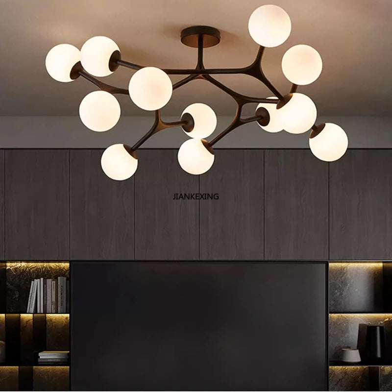 lustre suspension en boule de verre pour décoration maison
