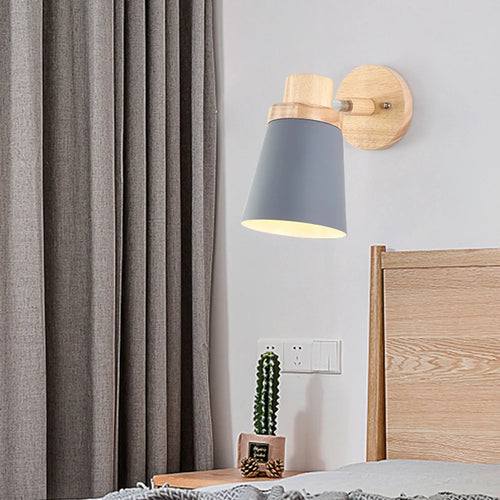 Lampe de chevet nordique applique murale en bois moderne E27 tête de direction applique murale pour chambre salon maison éclairage intérieur LED