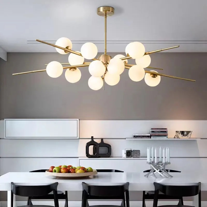 lustre design bauhaus sputnik en verre pour éclairage moderne - vue 3 sur 9