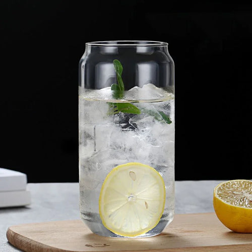 Tasse verre canette couvercle bambou paille borosilicate