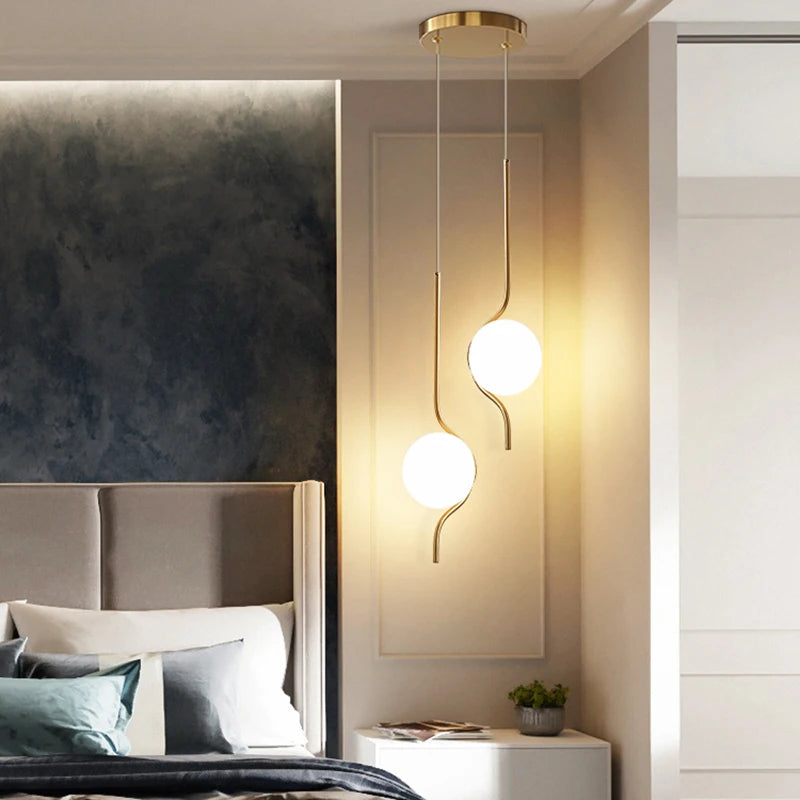 lampe suspendue verre blanc art déco câble - vue 3 sur 8