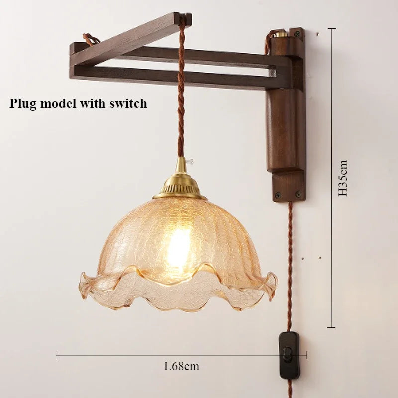 lampe moderne en bois de noyer avec lumière led décorative - vue 14 sur 21