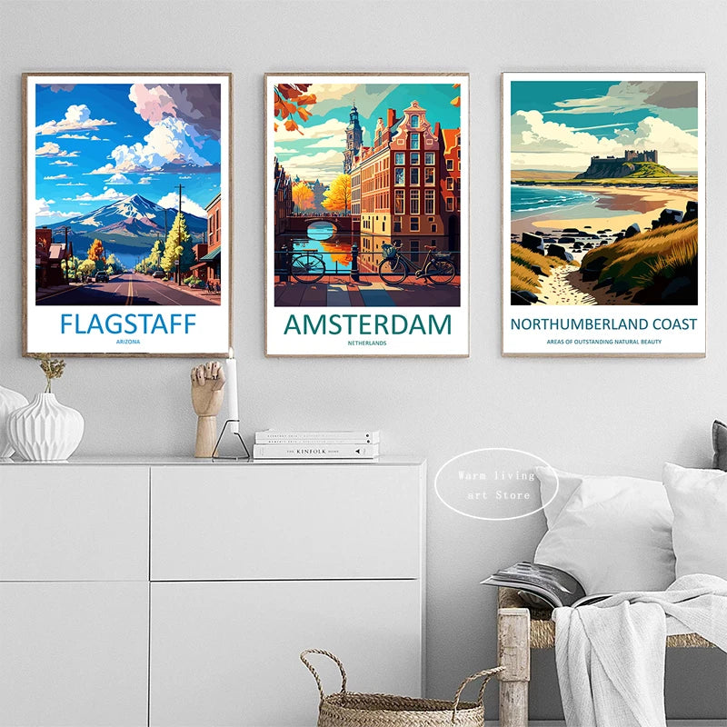 affiche de voyage toile new york rome tokyo venise décoration urbaine