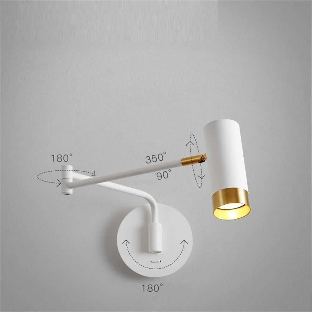 applique murale led pivotante avec interrupteur et bras flexible - vue 6 sur 8