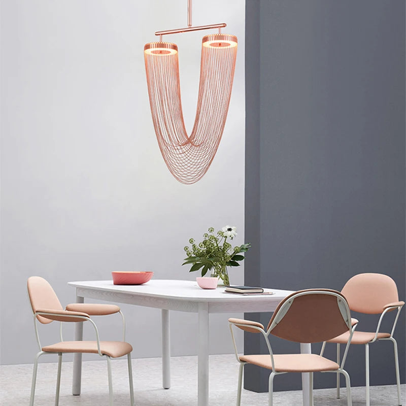 lustre artistique à led en aluminium chromé avec intensité variable - vue 7 sur 21