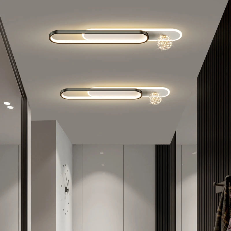 lustre moderne simple de luxe créatif étoilé encastré longue bande