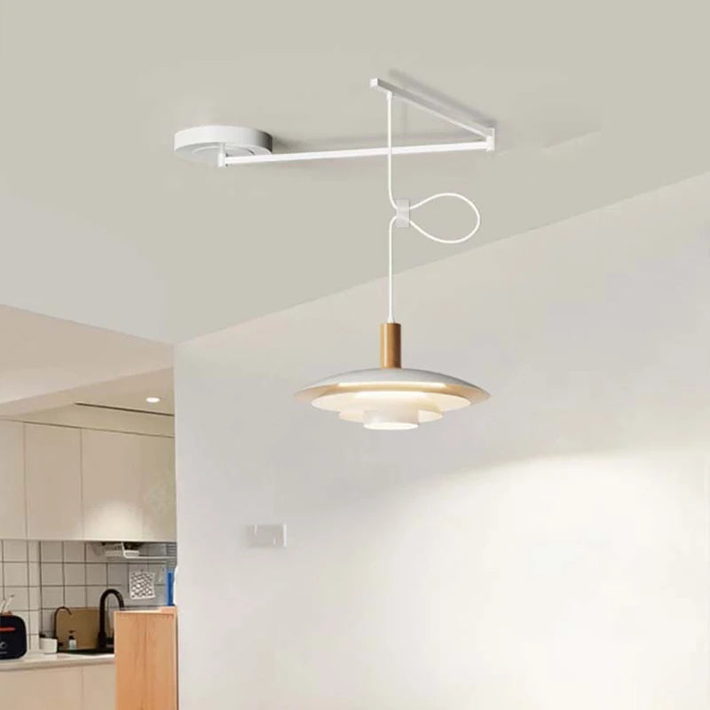 Suspension à culbuteur Table à manger Suspension bras oscillant plafonniers suspendus cuisine île barre E27 Illuminaire - vue 4 sur 9