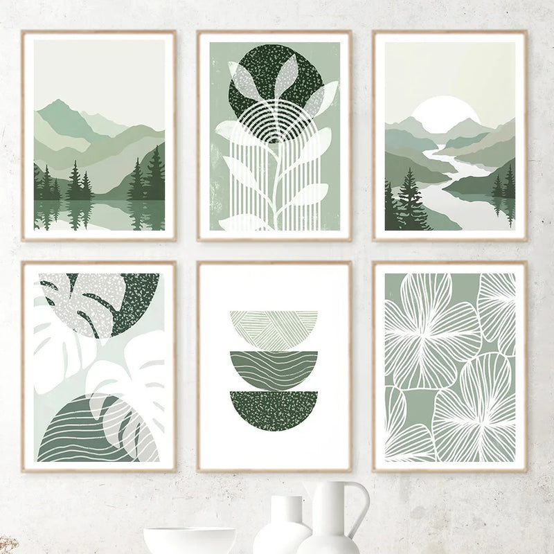 affiches géométriques art mural arc-en-ciel pour décoration intérieure