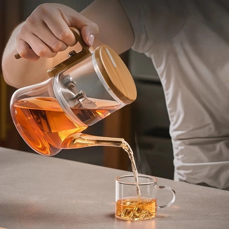 Théière magnétique flottante en verre avec séparateur thé