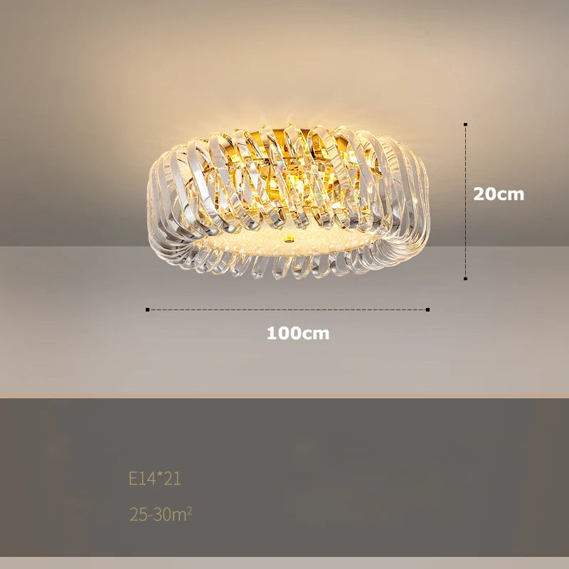 plafonnier artistique rond à intensité variable en cristal - vue 14 sur 16