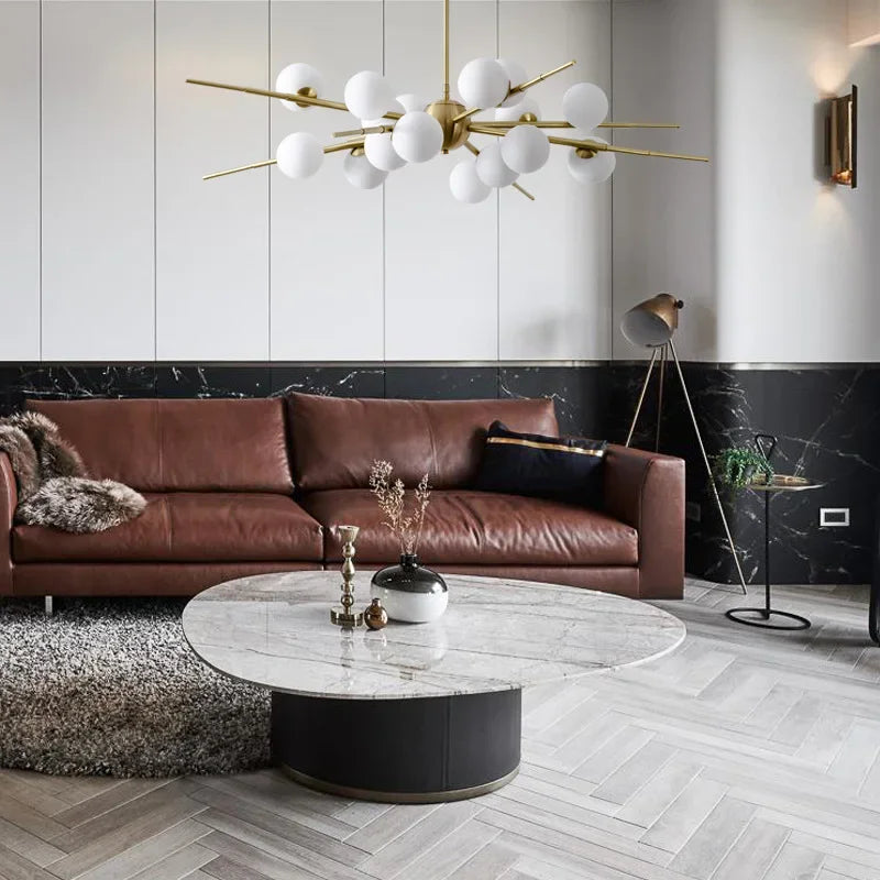 lustre moderne led en verre boule pour décoration maison