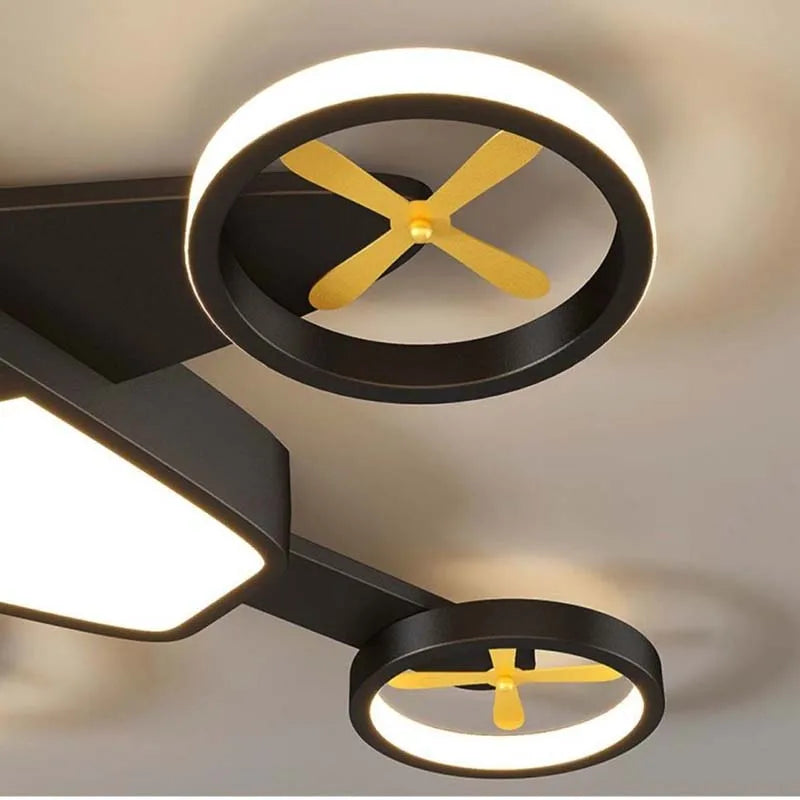 plafonnier avion lumineux pour chambre d'enfant garçon - vue 6 sur 7