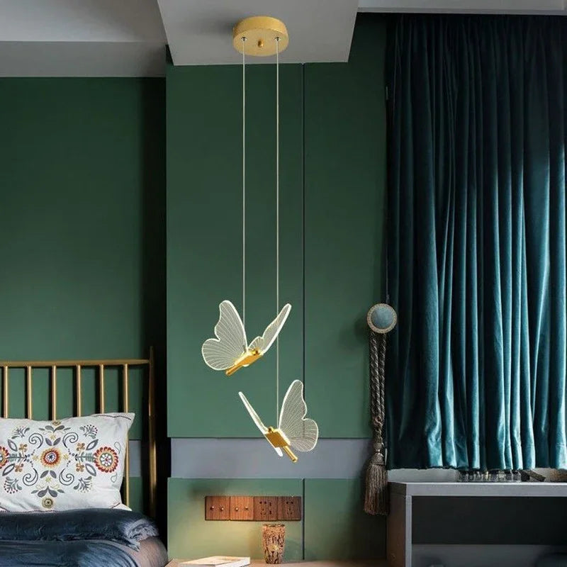 lustre papillon transparent design nordique suspension led - vue 4 sur 17