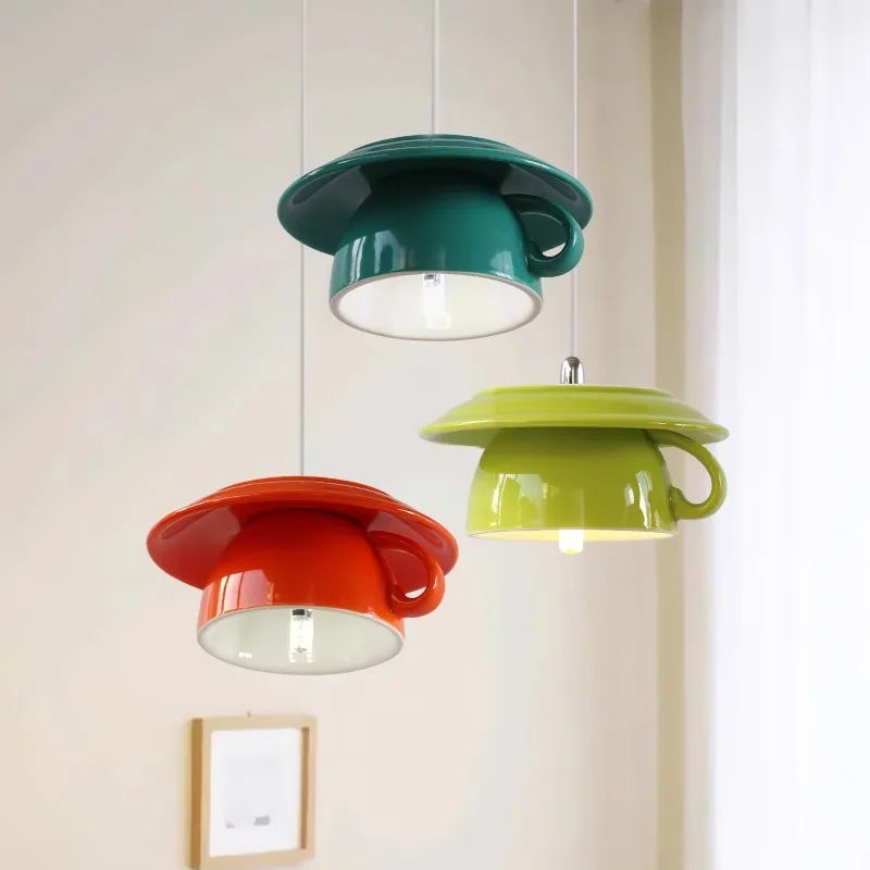suspension moderne en céramique led théière pour cuisine