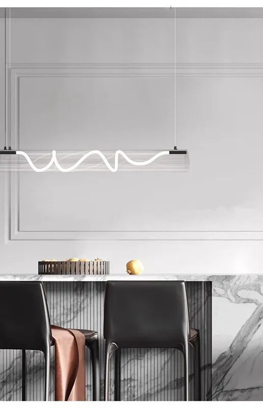 Italian designer art LED restaurant chandelier modern living room irregular long bar counter, dining table lighting fixtures - vue 6 sur 7