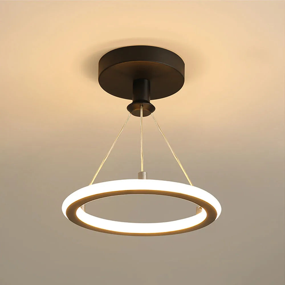 lustre led créatif nordique cercle rond éclairage restaurant - vue 6 sur 8