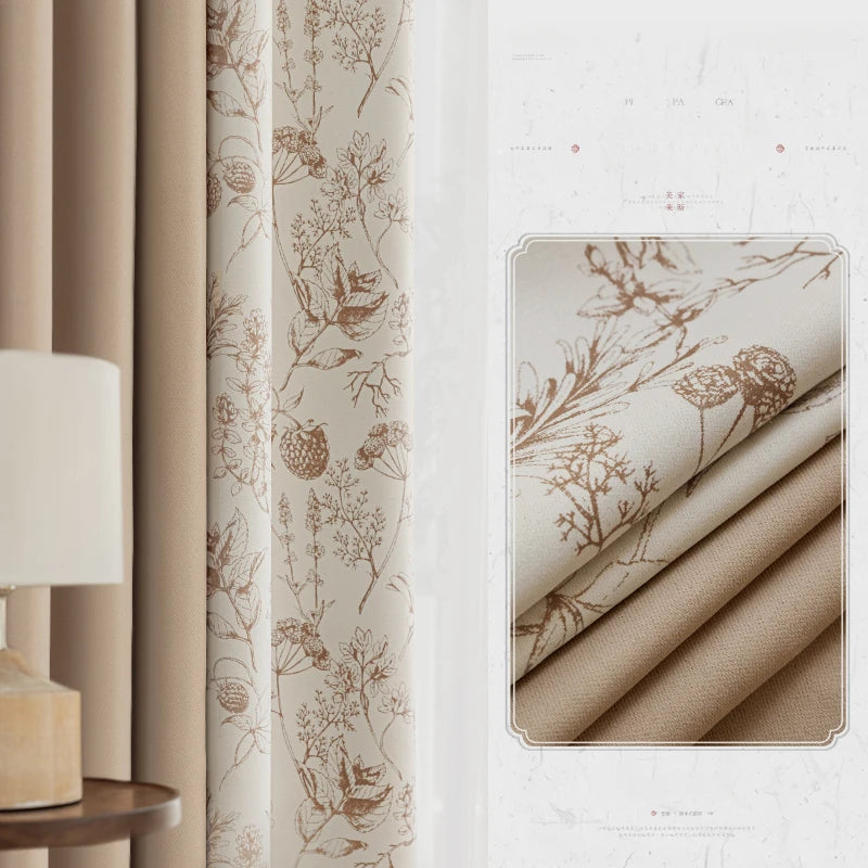 Rideau style chinois floral pour salon chambre