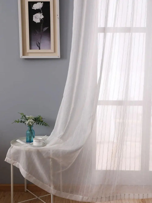 Voilage rayures verticales style europeen leger translucide